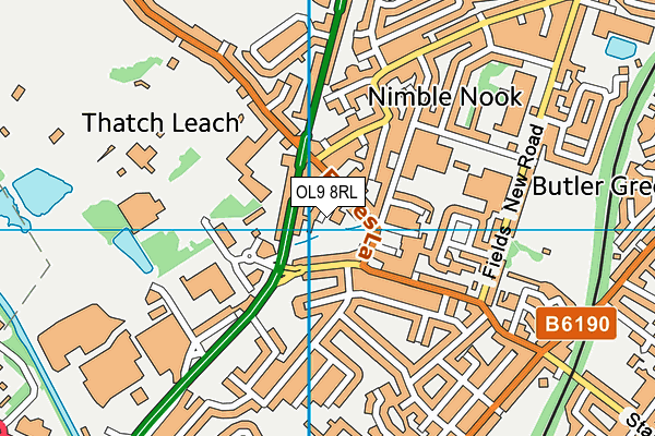 OL9 8RL map - OS VectorMap District (Ordnance Survey) OL9 8RL map - OS VectorMap District (Ordnance Survey)