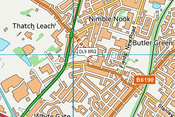 OL9 8RQ map - OS VectorMap District (Ordnance Survey) OL9 8RQ map - OS VectorMap District (Ordnance Survey)