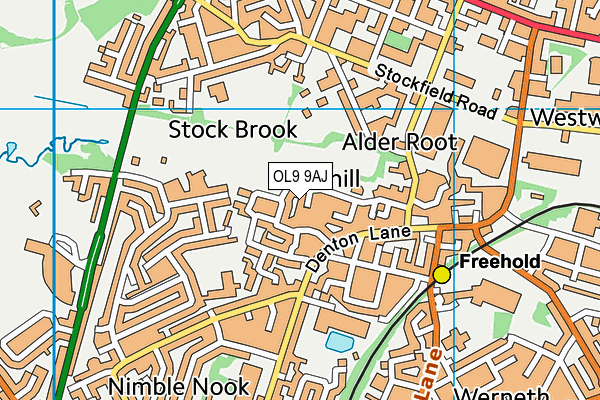 OL9 9AJ map - OS VectorMap District (Ordnance Survey) OL9 9AJ map - OS VectorMap District (Ordnance Survey)