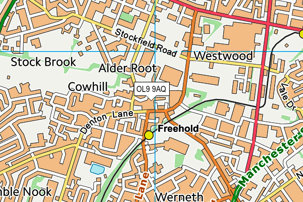 OL9 9AQ map - OS VectorMap District (Ordnance Survey) OL9 9AQ map - OS VectorMap District (Ordnance Survey)