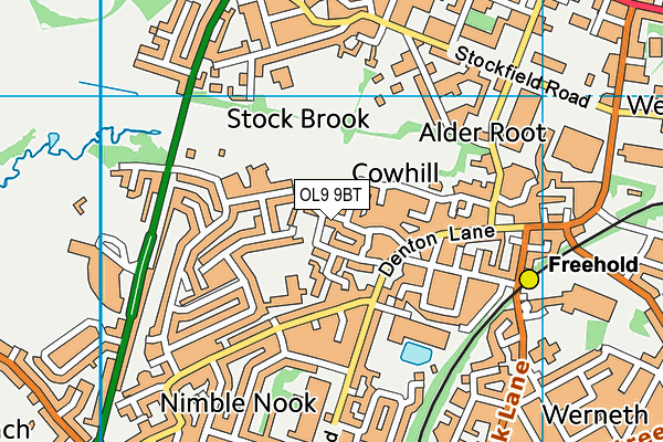 OL9 9BT map - OS VectorMap District (Ordnance Survey) OL9 9BT map - OS VectorMap District (Ordnance Survey)