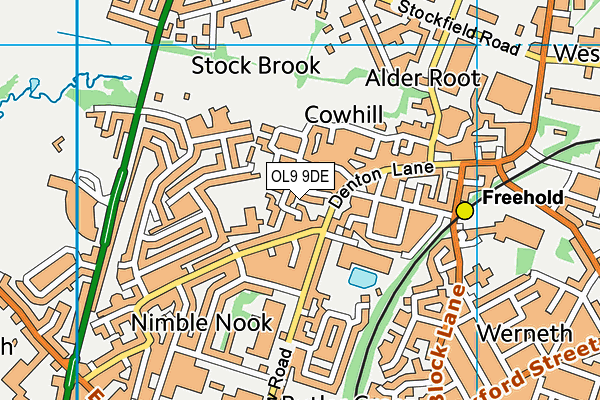 OL9 9DE map - OS VectorMap District (Ordnance Survey) OL9 9DE map - OS VectorMap District (Ordnance Survey)