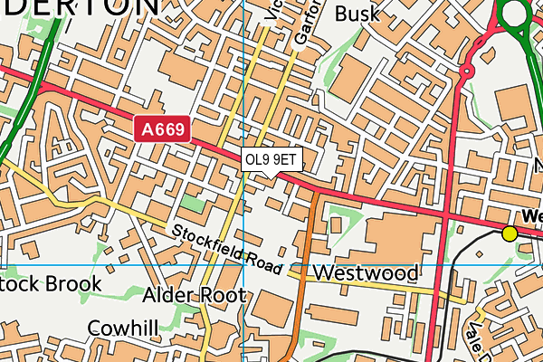 OL9 9ET map - OS VectorMap District (Ordnance Survey) OL9 9ET map - OS VectorMap District (Ordnance Survey)