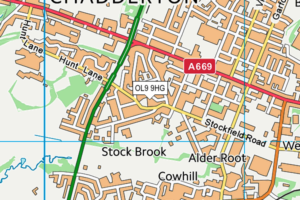 OL9 9HG map - OS VectorMap District (Ordnance Survey) OL9 9HG map - OS VectorMap District (Ordnance Survey)