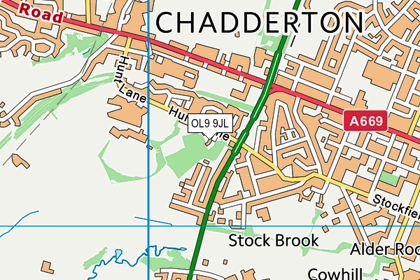 OL9 9JL map - OS VectorMap District (Ordnance Survey) OL9 9JL map - OS VectorMap District (Ordnance Survey)