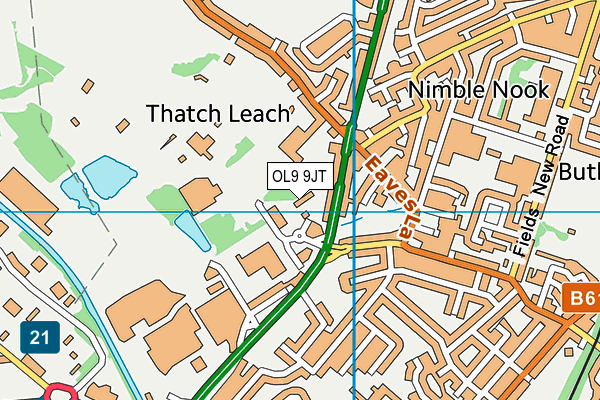 OL9 9JT map - OS VectorMap District (Ordnance Survey) OL9 9JT map - OS VectorMap District (Ordnance Survey)