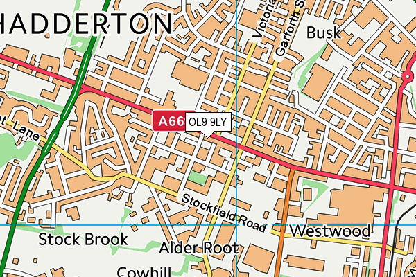 OL9 9LY map - OS VectorMap District (Ordnance Survey) OL9 9LY map - OS VectorMap District (Ordnance Survey)