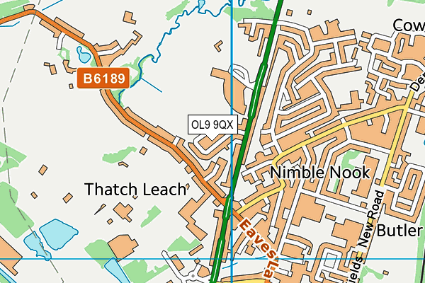 OL9 9QX map - OS VectorMap District (Ordnance Survey) OL9 9QX map - OS VectorMap District (Ordnance Survey)