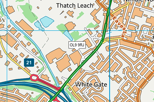 OL9 9RJ map - OS VectorMap District (Ordnance Survey) OL9 9RJ map - OS VectorMap District (Ordnance Survey)