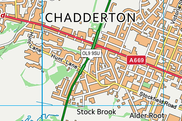 OL9 9SU map - OS VectorMap District (Ordnance Survey) OL9 9SU map - OS VectorMap District (Ordnance Survey)
