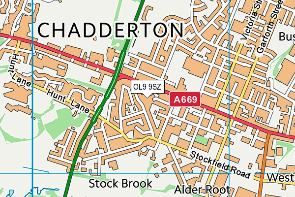 OL9 9SZ map - OS VectorMap District (Ordnance Survey) OL9 9SZ map - OS VectorMap District (Ordnance Survey)
