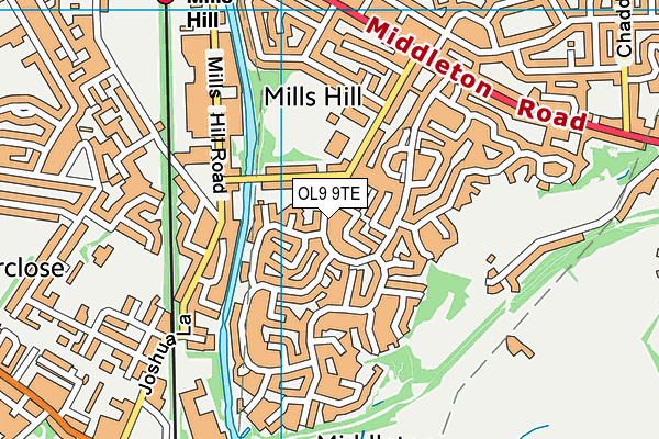 OL9 9TE map - OS VectorMap District (Ordnance Survey) OL9 9TE map - OS VectorMap District (Ordnance Survey)