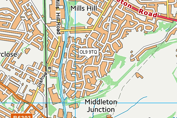 OL9 9TQ map - OS VectorMap District (Ordnance Survey) OL9 9TQ map - OS VectorMap District (Ordnance Survey)