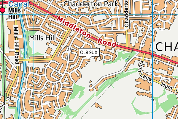 OL9 9UX map - OS VectorMap District (Ordnance Survey) OL9 9UX map - OS VectorMap District (Ordnance Survey)