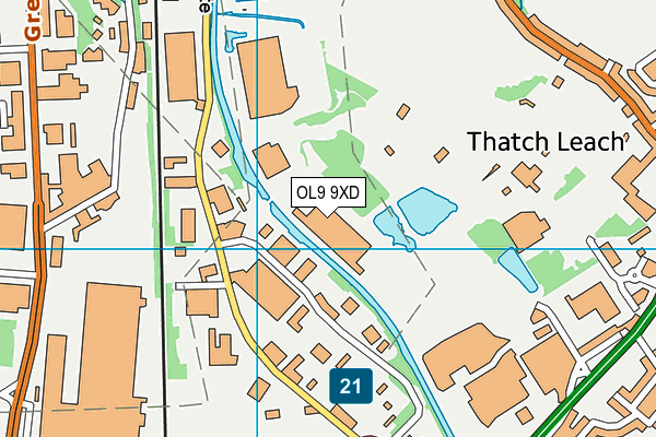OL9 9XD map - OS VectorMap District (Ordnance Survey) OL9 9XD map - OS VectorMap District (Ordnance Survey)