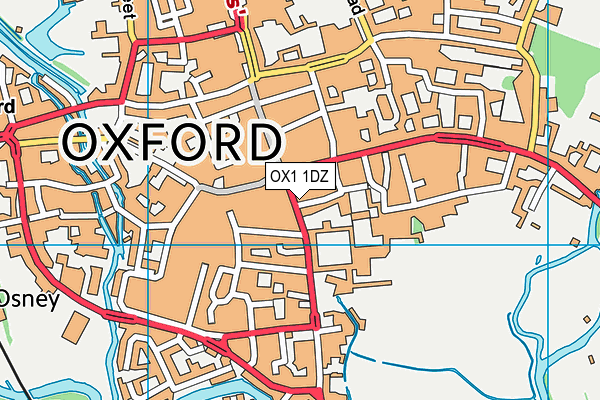 OX1 1DZ map - OS VectorMap District (Ordnance Survey) OX1 1DZ map - OS VectorMap District (Ordnance Survey)