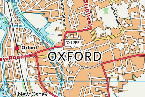 OX1 2BE map - OS VectorMap District (Ordnance Survey) OX1 2BE map - OS VectorMap District (Ordnance Survey)