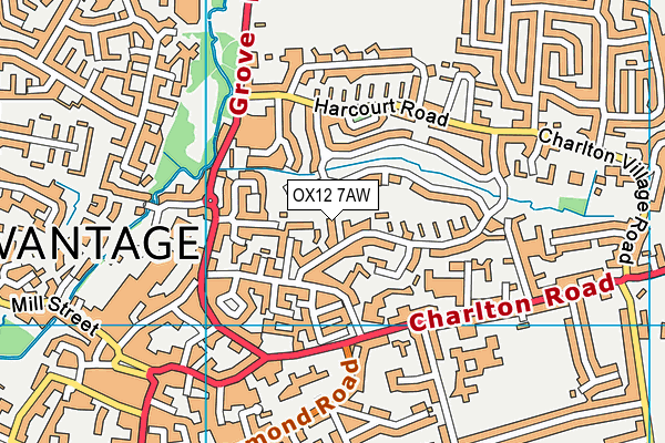 OX12 7AW map - OS VectorMap District (Ordnance Survey)