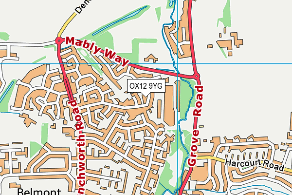 OX12 9YG map - OS VectorMap District (Ordnance Survey) OX12 9YG map - OS VectorMap District (Ordnance Survey)