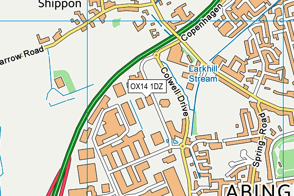 OX14 1DZ map - OS VectorMap District (Ordnance Survey) OX14 1DZ map - OS VectorMap District (Ordnance Survey)