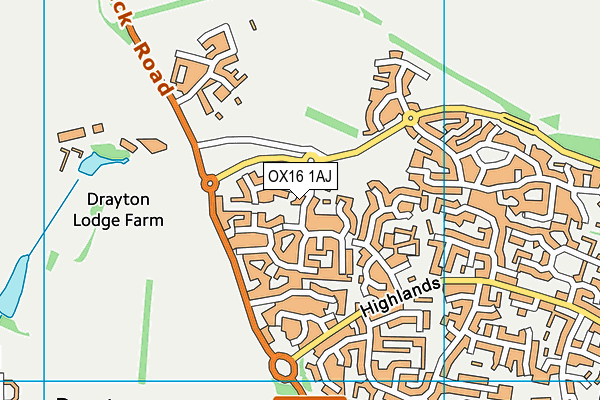 OX16 1AJ map - OS VectorMap District (Ordnance Survey)