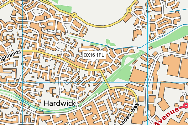 OX16 1FU map - OS VectorMap District (Ordnance Survey) OX16 1FU map - OS VectorMap District (Ordnance Survey)