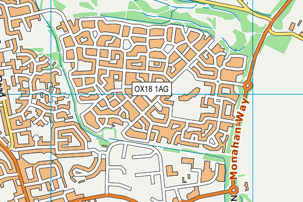 OX18 1AG map - OS VectorMap District (Ordnance Survey) OX18 1AG map - OS VectorMap District (Ordnance Survey)