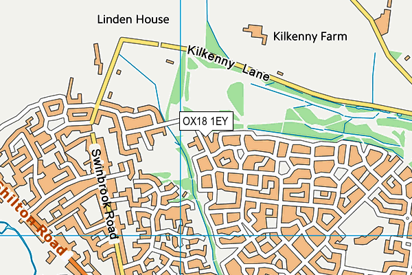 OX18 1EY map - OS VectorMap District (Ordnance Survey) OX18 1EY map - OS VectorMap District (Ordnance Survey)