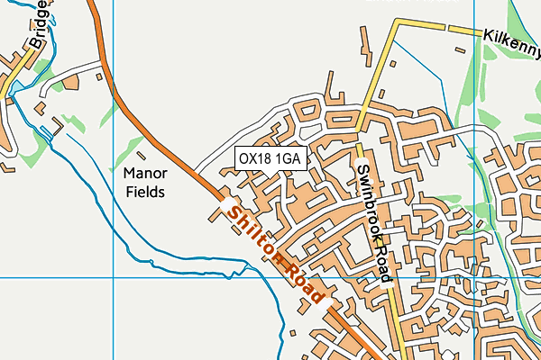 OX18 1GA map - OS VectorMap District (Ordnance Survey) OX18 1GA map - OS VectorMap District (Ordnance Survey)