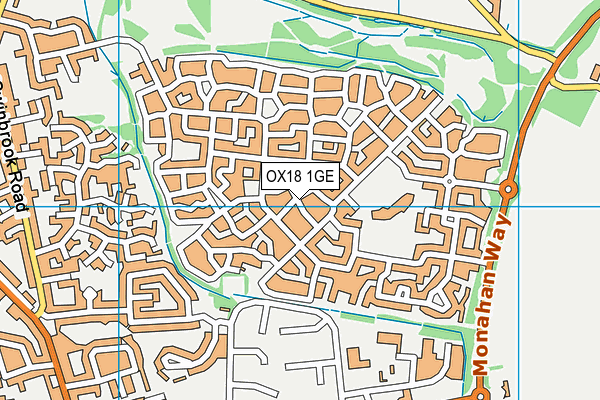 OX18 1GE map - OS VectorMap District (Ordnance Survey) OX18 1GE map - OS VectorMap District (Ordnance Survey)