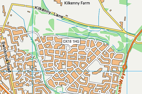 OX18 1HG map - OS VectorMap District (Ordnance Survey) OX18 1HG map - OS VectorMap District (Ordnance Survey)