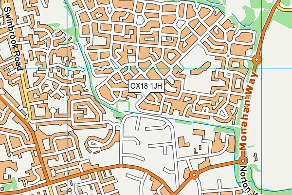 OX18 1JH map - OS VectorMap District (Ordnance Survey) OX18 1JH map - OS VectorMap District (Ordnance Survey)