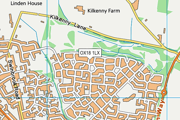 OX18 1LX map - OS VectorMap District (Ordnance Survey) OX18 1LX map - OS VectorMap District (Ordnance Survey)
