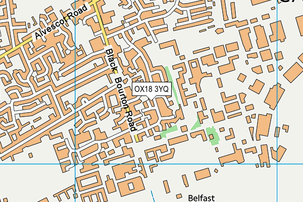 OX18 3YQ map - OS VectorMap District (Ordnance Survey) OX18 3YQ map - OS VectorMap District (Ordnance Survey)