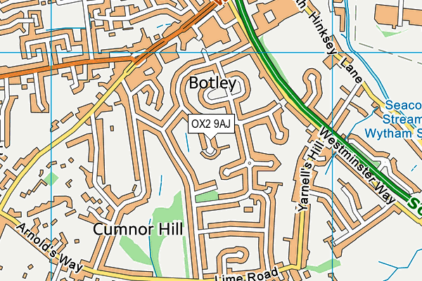 OX2 9AJ map - OS VectorMap District (Ordnance Survey) OX2 9AJ map - OS VectorMap District (Ordnance Survey)
