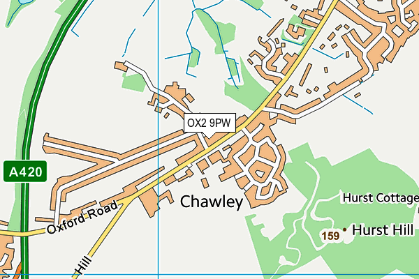 OX2 9PW map - OS VectorMap District (Ordnance Survey) OX2 9PW map - OS VectorMap District (Ordnance Survey)