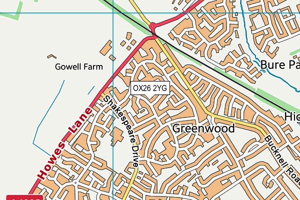 OX26 2YG map - OS VectorMap District (Ordnance Survey) OX26 2YG map - OS VectorMap District (Ordnance Survey)