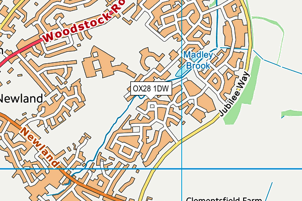OX28 1DW map - OS VectorMap District (Ordnance Survey) OX28 1DW map - OS VectorMap District (Ordnance Survey)
