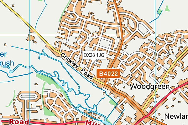 OX28 1JG map - OS VectorMap District (Ordnance Survey) OX28 1JG map - OS VectorMap District (Ordnance Survey)