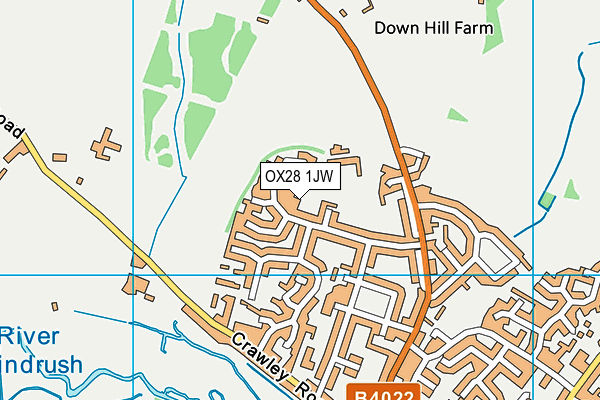 OX28 1JW map - OS VectorMap District (Ordnance Survey) OX28 1JW map - OS VectorMap District (Ordnance Survey)