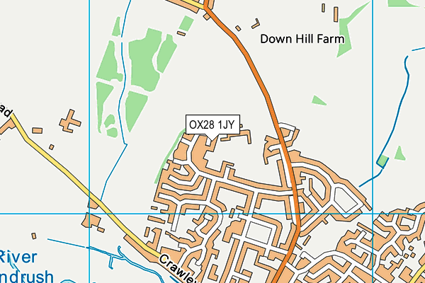 OX28 1JY map - OS VectorMap District (Ordnance Survey) OX28 1JY map - OS VectorMap District (Ordnance Survey)