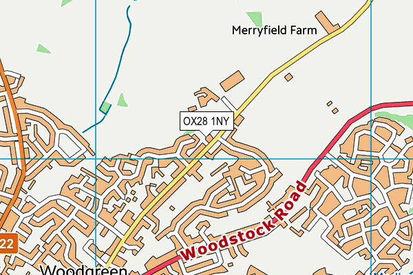 OX28 1NY map - OS VectorMap District (Ordnance Survey) OX28 1NY map - OS VectorMap District (Ordnance Survey)