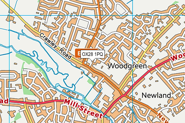 OX28 1PQ map - OS VectorMap District (Ordnance Survey) OX28 1PQ map - OS VectorMap District (Ordnance Survey)