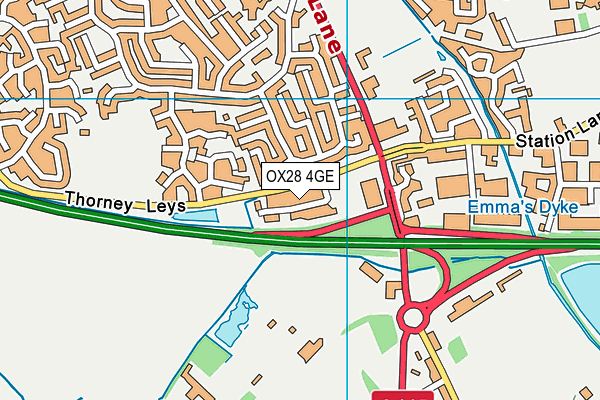 OX28 4GE map - OS VectorMap District (Ordnance Survey) OX28 4GE map - OS VectorMap District (Ordnance Survey)