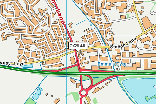 OX28 4JL map - OS VectorMap District (Ordnance Survey) OX28 4JL map - OS VectorMap District (Ordnance Survey)