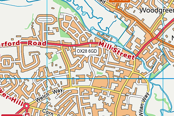 OX28 6GD map - OS VectorMap District (Ordnance Survey)