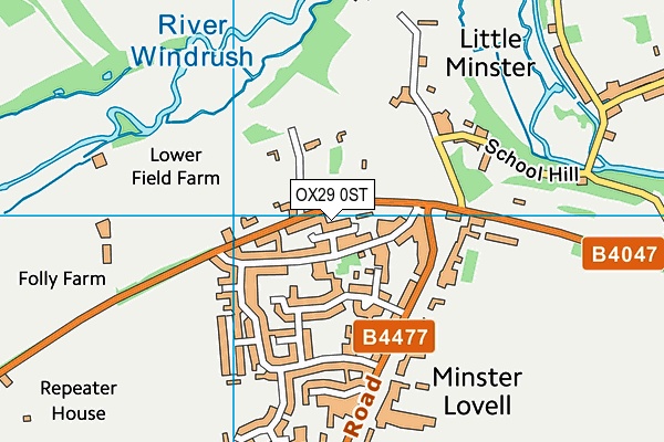 OX29 0ST map - OS VectorMap District (Ordnance Survey) OX29 0ST map - OS VectorMap District (Ordnance Survey)
