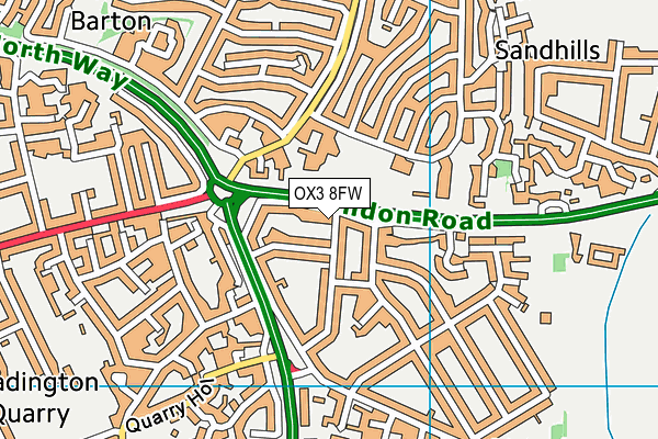OX3 8FW map - OS VectorMap District (Ordnance Survey)
