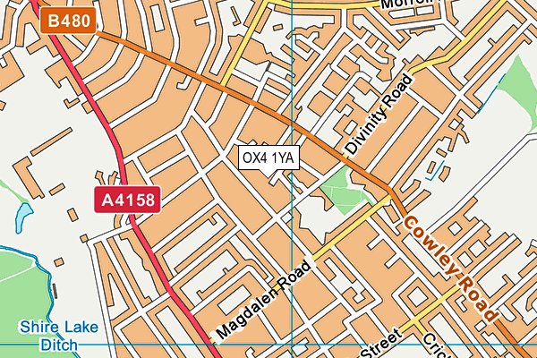OX4 1YA map - OS VectorMap District (Ordnance Survey)