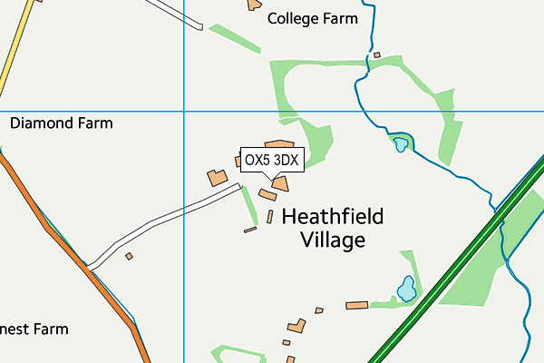 OX5 3DX map - OS VectorMap District (Ordnance Survey) OX5 3DX map - OS VectorMap District (Ordnance Survey)